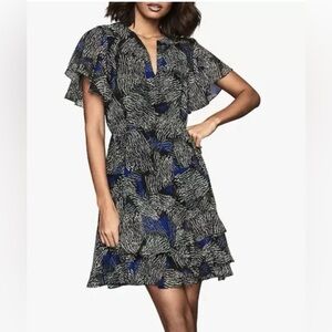 NWOT REISS Abstract Print Blue and Black Dress 6